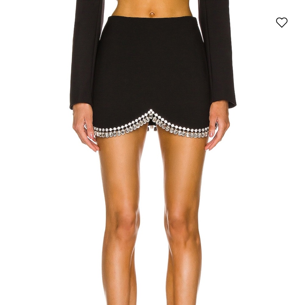 AREA Black Draped Crystal Mini Skirt - Picture 4 of 12
